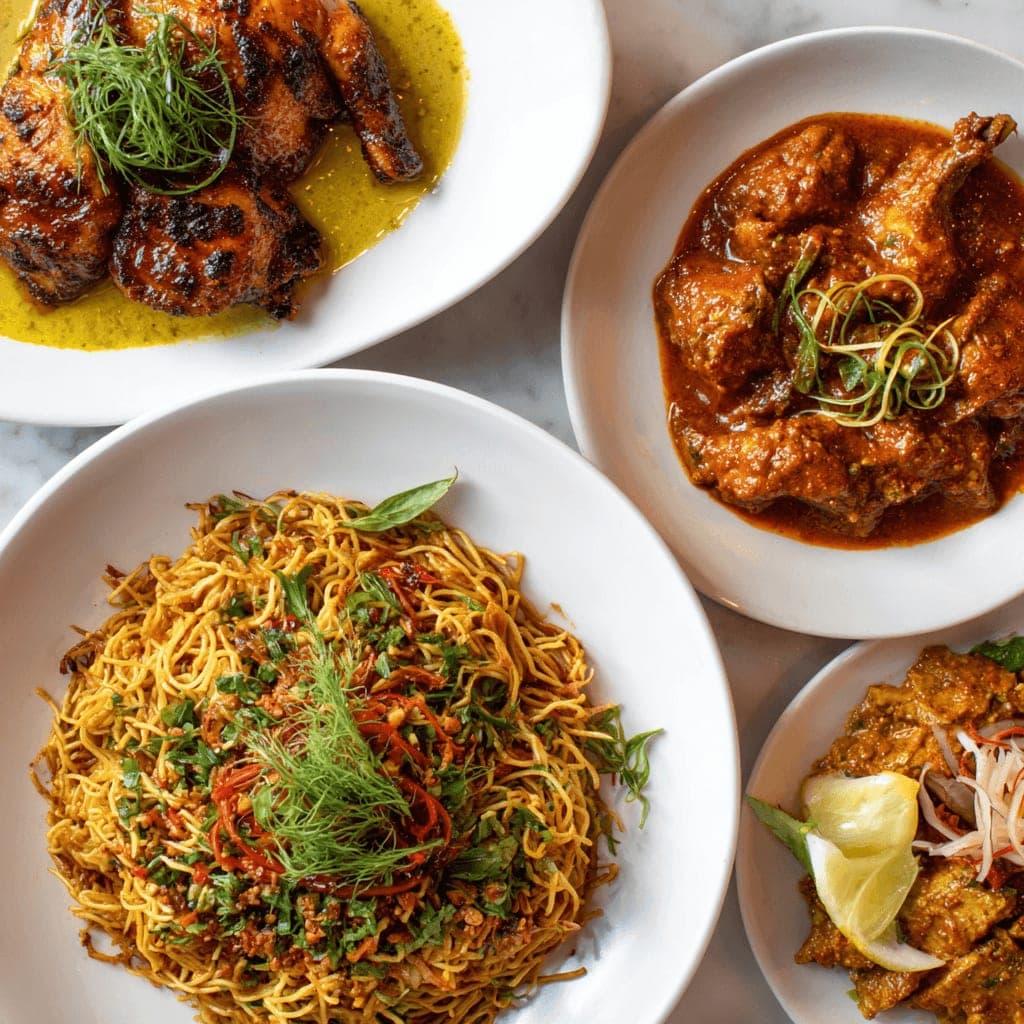 Chicken biryani, butter chicken and fried chicken from the RIZQ menu
